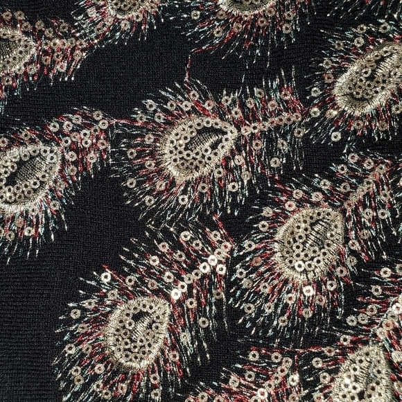 Long Sleeve Black Top with Peacock Feathers NWT - Picture 6 of 8